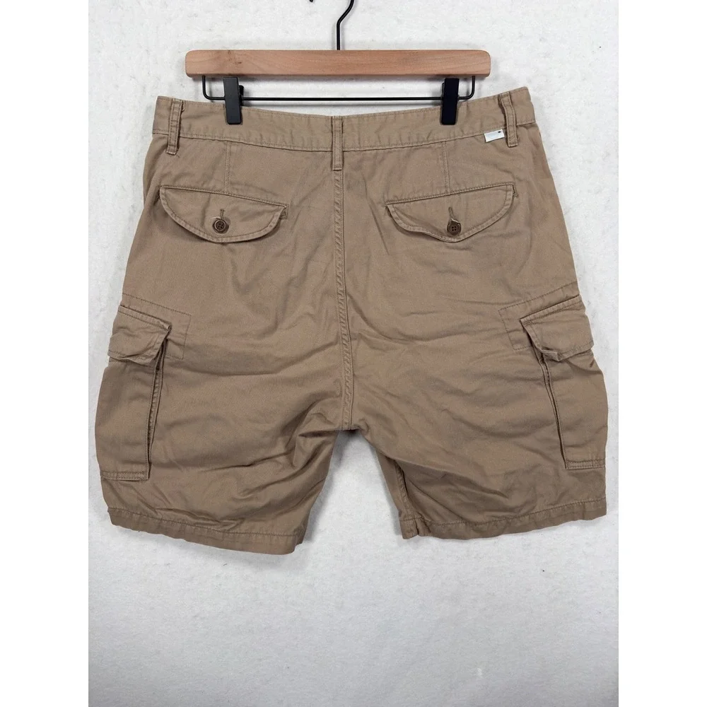 Levi Strauss & Co Mens Cargo Shorts Tan Khaki Cotton Twill Multi Pocket 35x9
